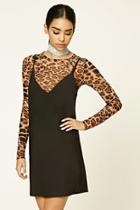 Forever21 Women's  Leopard Combo Slip Dress