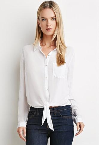 Forever21 Contemporary Knot-front Shirt