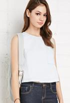 Forever21 Women's  Chambray Pocket Top (light Denim)