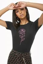 Forever21 Rose Outline Graphic Tee
