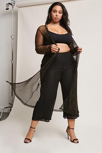 Forever21 Plus Size Longline Metallic Cardigan
