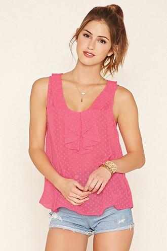 Forever21 Women's  Pink Ruffled Flat Collar Top