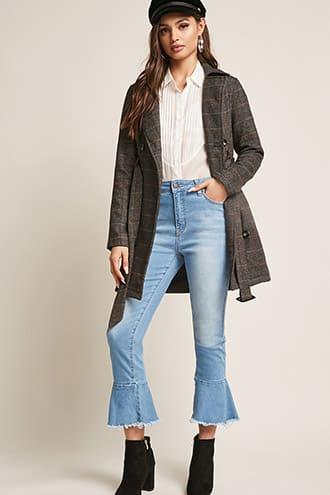 Forever21 Flounce-hem Ankle Jeans
