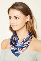 Forever21 Navy & Peach Floral Square Scarf