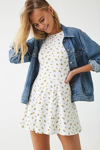 Forever21 Floral Print Princess Skater Dress