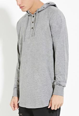 21 Men Men's  Hooded Henley Sweater