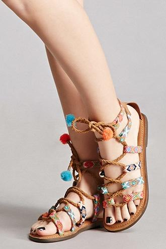 Forever21 Z & L Lace-up Leather Sandals