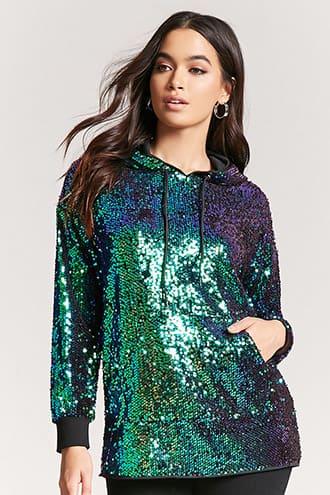 Forever21 Velvet Sequin Hooded Mini Dress