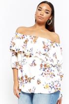 Forever21 Plus Size Floral Flounce Off-the-shoulder Top