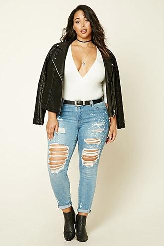 Forever21 Plus Women's  Plus Size Mid-rise Short Jeans