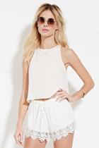 Forever21 Crochet-hem Gauze Shorts