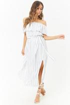 Forever21 Striped M-slit Off-the-shoulder Maxi Dress