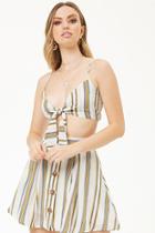 Forever21 Striped Tie-front Crop Top & Skirt Set