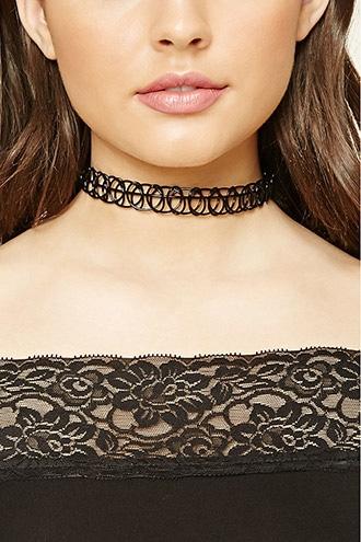 Forever21 Black Structured Tattoo Choker