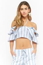 Forever21 Striped Crop Top & Lace-up Pants Set