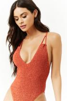 Forever21 Plunging Smocked One-piece Swimsuit