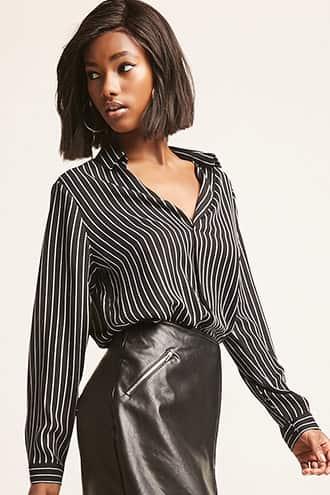 Forever21 Chiffon Pinstripe Top