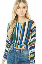 Forever21 Striped Brushed Knit Crop Top