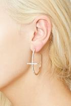 Forever21 Rhinestone Cross Hoop Earrings