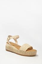 Forever21 Faux Leather & Straw Espadrille Wedges