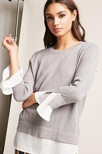 Forever21 Contrast Flare-sleeve Top