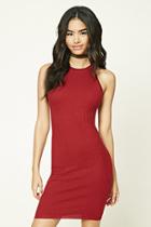 Forever21 Women's  Red Ribbed Knit Bodycon Dress