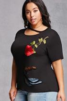 Forever21 Plus Size Distressed Floral Tee