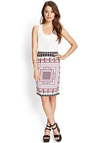 Forever21 Scarf-print Pencil Skirt