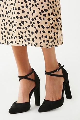 Forever21 Faux Suede Crisscross Strap Pumps