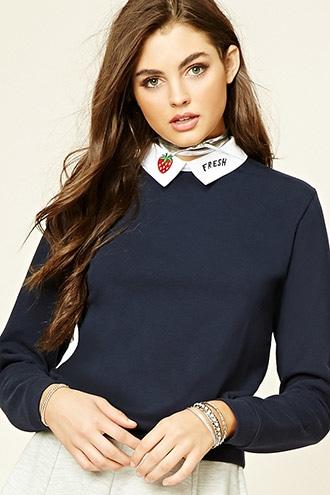Forever21 Women's  Graphic Collar Sweater