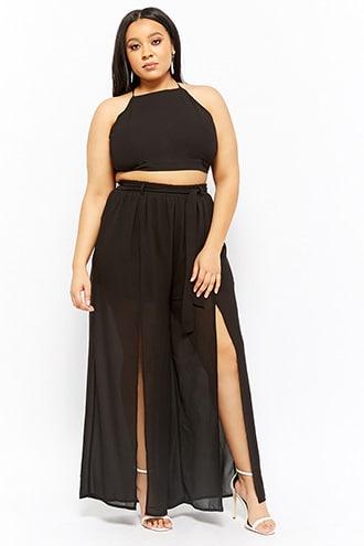 Forever21 Plus Size Belted Slit Pants