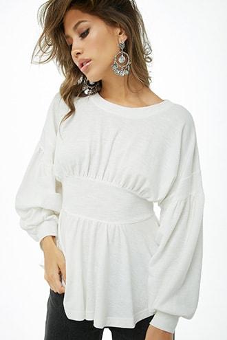 Forever21 Balloon-sleeve Flounce Top