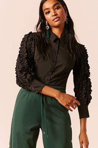 Forever21 Ruffle-trim Shirt