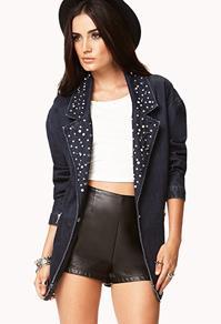 Forever21 Oversized Rhinestoned Denim Jacket