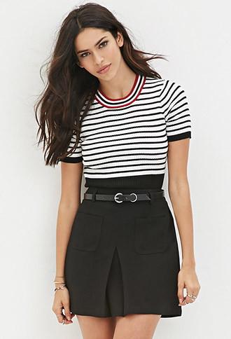 Forever21 Women's Multi-stripe Cropped Sweater