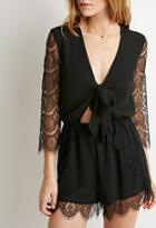 Forever21 Tie-front Eyelash Lace Romper