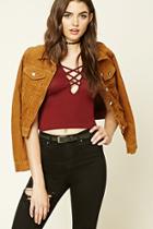 Forever21 Women's  Rust Strappy-cutout Cropped Cami