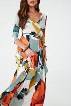 Forever21 Abstract Floral Surplice Maxi Dress