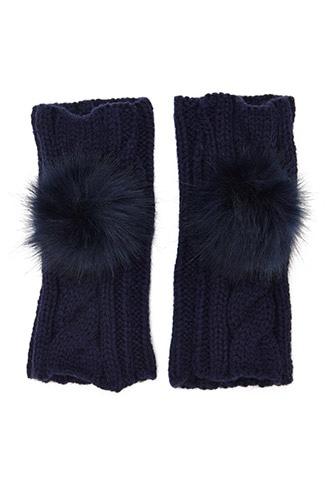 Forever21 Navy Fingerless Pom-pom Gloves