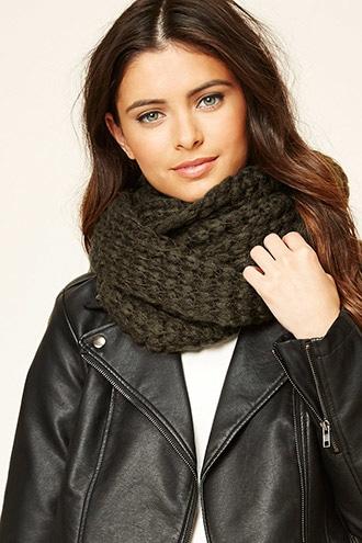 Forever21 Olive Open-knit Infinity Scarf