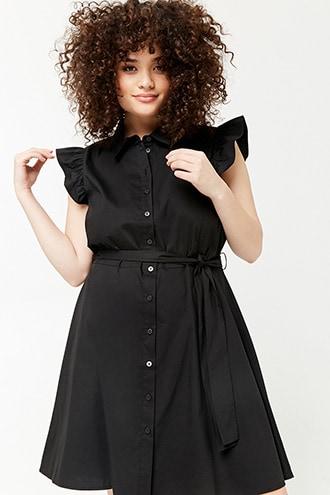 Forever21 Plus Size Ruffle-sleeve Shirt Dress