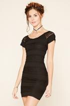 Forever21 Women's  Black Ruffled Lace Sheath Dress
