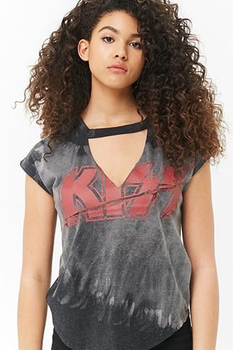 Forever21 Kiss Cutout Graphic Tee