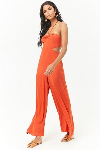 Forever21 Cutout Halter Wide-leg Jumpsuit