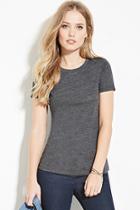 Forever21 Plus Women's  Charcoal Heather Heathered Crew Neck Tee