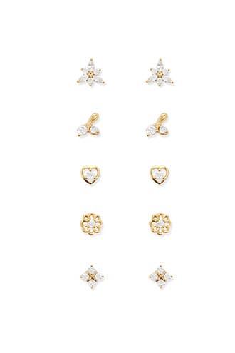 Forever21 Etched & Rhinestone Stud Earring Set