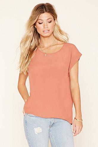 Forever21 Women's  Rust Textured Woven Top
