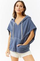 Forever21 French Terry Ribbed-trim Hooded Top