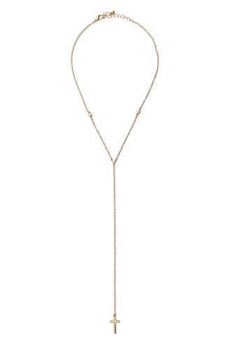 Forever21 Cross Rhinestone Drop Necklace