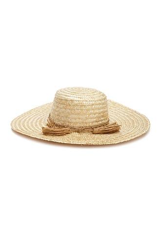 Forever21 Wide-brim Straw Tassel-trim Hat